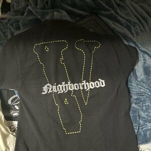 VLONE Black Tee with Neon Green and White Accents